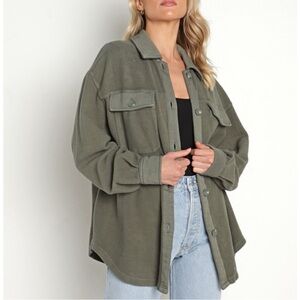 Z Supply Austen Washed Shacket Dusty Olive Sz XL